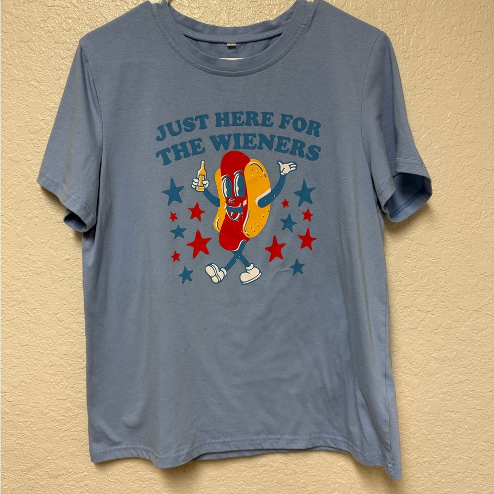 “Just here for the Wieners” Funny Graphic T-Shirt Size Large - Picture 4 of 12